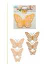 ADORNO 6 MARIPOSA PVC CON CINTA BIFAZ DORADO x1