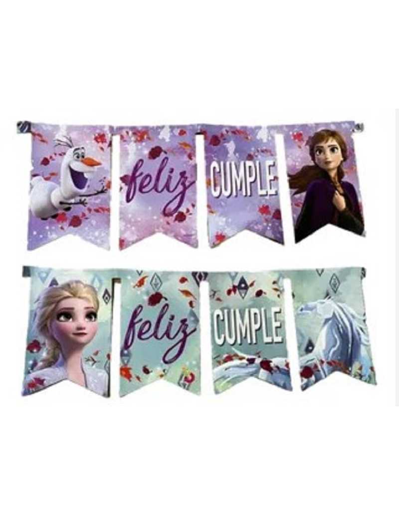 BANDERIN RECTANGULAR FELIZ CUMPLE FROZEN x 1