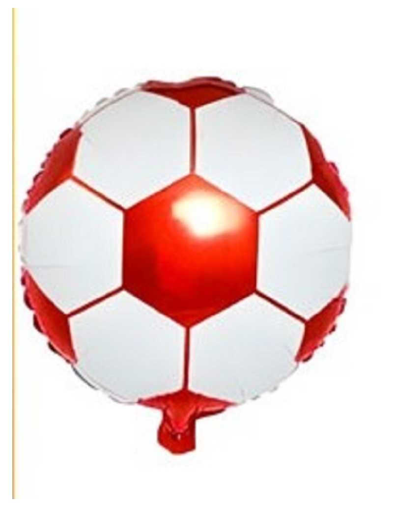 GLOBO METALIZADO 18" 45cm PELOTA FUTBOL BLANCO Y ROJO x1