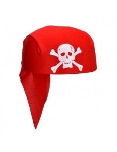 Pañuelo Pirata Rojo con Calavera x1 Unidad